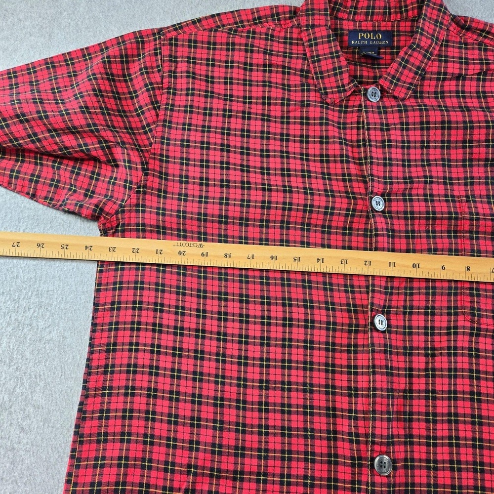 Polo Ralph Lauren Pajama Set Mens M Red Plaid Flannel 2 Piece Sleepwear - Picture 13 of 16